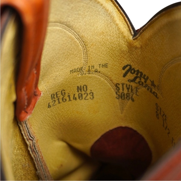 Vintage Tony Lama Leather Cowboy Boots Mens Sz 8.5 EE Brown Style 5084 USA Made - Picture 7 of 15